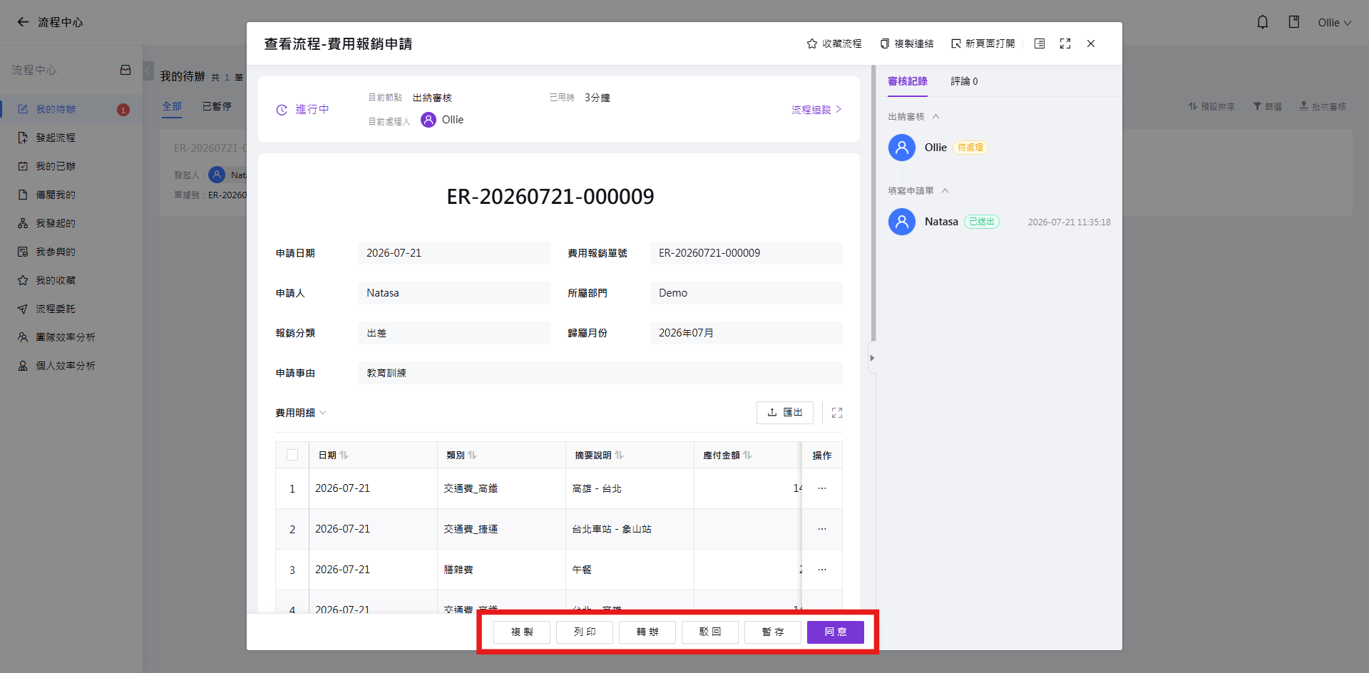 查看表單詳細資訊並執行審核操作