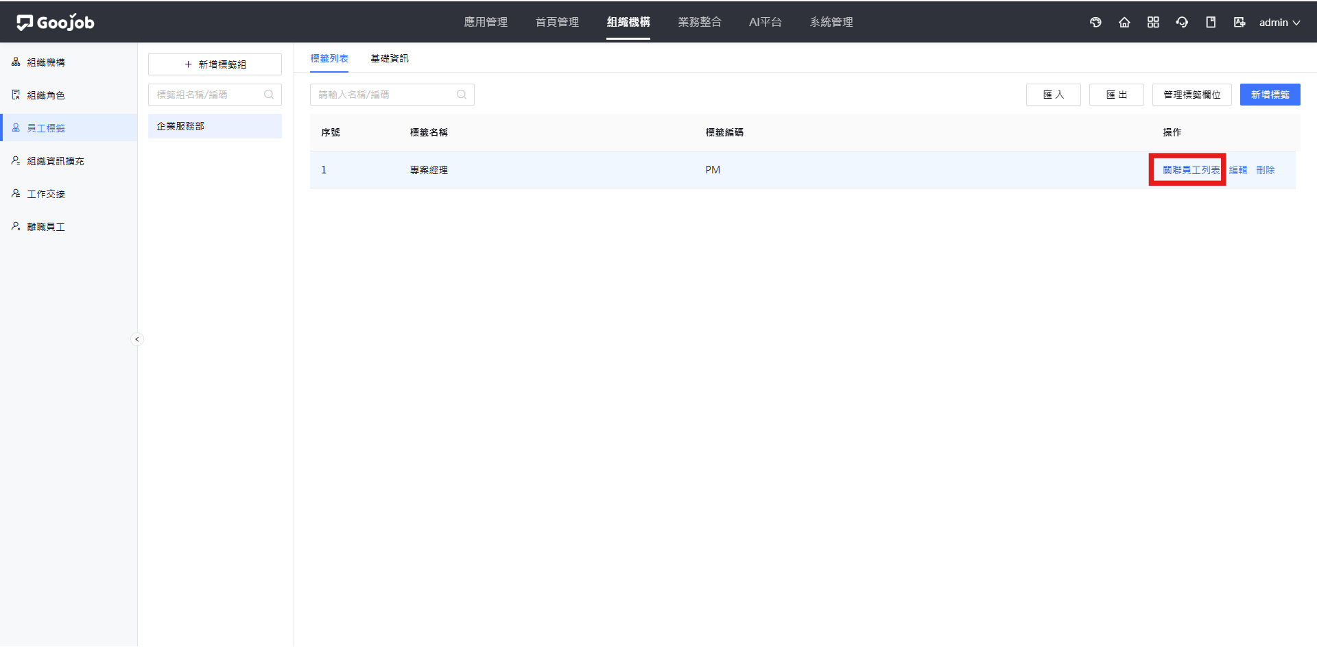 關聯員工列表